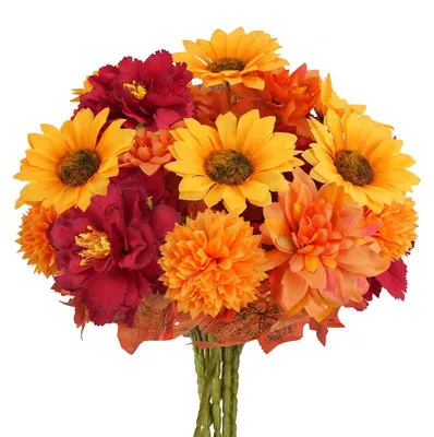 Produktbild von Solidchoice – Set mit 6 künstlichen Blumen, Herbstblumenstrauß mit Sonnenblumen