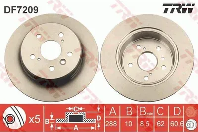 Produktbild von TRW Bremsscheiben (2 Stück) Hinterachse DF7209