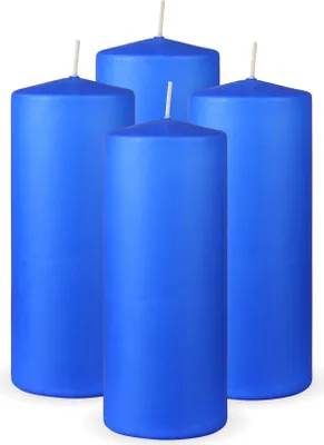 Immagine prodotto di HS Candle candele a colonna 4-pack "blu scuro", dimensioni Ø7 x 16 cm, candele di cera a lunga durata fino a 50 ore - candele a colonna non profumate - molti colori/dimensioni