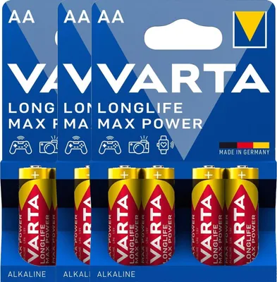 A retail package of VARTA AA batteries.