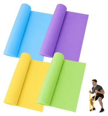 Image de Lot de 4 bandes de résistance, bandes de fitness sans latex, idéales pour le yoga, le Pilates et la rééducation