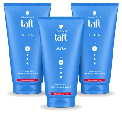 Produktbild von 3 x Taft Ultra Styling Gel 4 - Starke Fixierung - 150 ml - Vorteilspackung - 3 Stücke