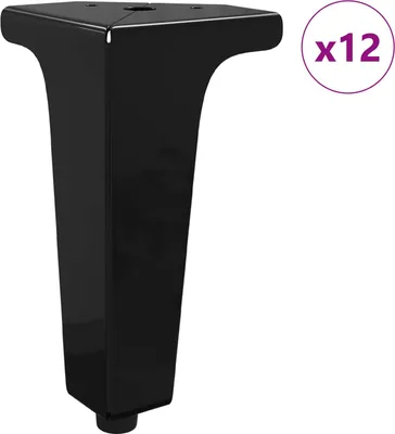 Produktbild von vidaXL Möbelbeine 12 pcs Schwarz 54,1 x 54,1 x 100 mm Eisen