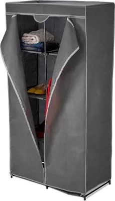 Produktbild von Famanu Kleiderschrank faltbar - Stoffschrank mit 6 Fächern und Kleiderstange - 174x90x45 cm - anthrazit