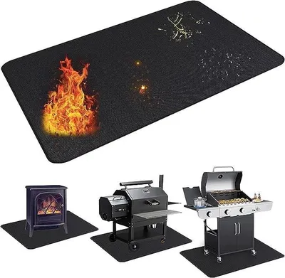 Produktbild von Omgoods – Grillunterlage für den Außenbereich – 122 x 178 cm. Hitzebeständig und rutschfest