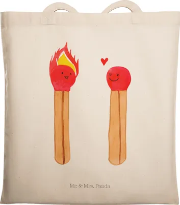 Produktbild von Mr. & Mrs. Panda Jutebeutel Streichhölzer - Transparent - Geschenk, Freundin, Schultasche, Einkaufstasche, Shopping Tasche, Liebesbeweis, Tote Bag, Liebesgeschenk