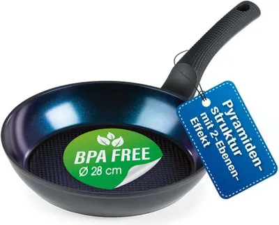 Produktbild von BRATmaxx Aluminium-Bratpfanne Ø 28 cm, Rund, Allzweckpfanne, Schwarz, Blau, Aluminium, Edelstahl, Kunststoff, 28 cm