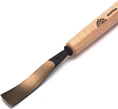 Obrázek produktu pro Dláto STUBAI řady 52 - Tvar 14 | Zahnuté dláto 3 mm, s dřevěnou rukojetí, pro předpichování, na doraz, hrubování, rozety, pro opracování dřeva