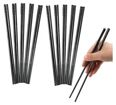 Produktbild von 10 Paar Essstäbchen, 24CM Essstäbchen Spülmaschinenfest Wiederverwendbar Schwarz Stäbchen zum Essen für Chinese Cuisine Japanese Sushi Asiatische Gerichte