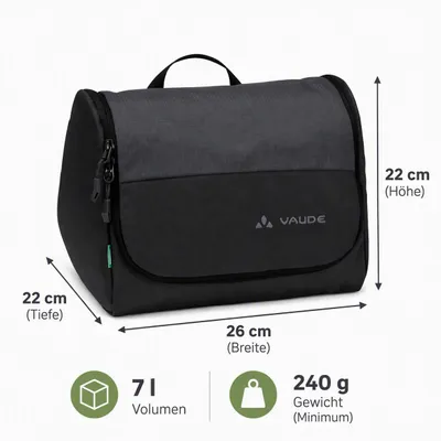 Obrázek produktu pro VAUDE WegaWash, Taška na toaletní potřeby, Zelená, Polyester, Polyuretan (PU), Jednobarevný, Zip, 7 l