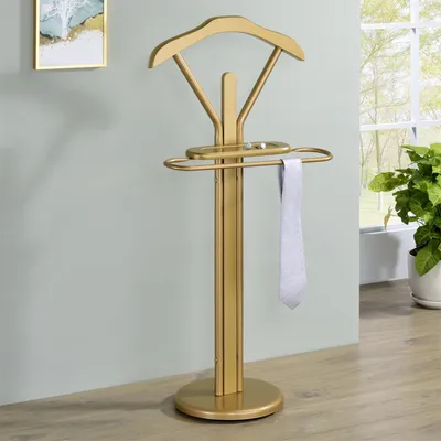 Produktbild von Herrendiener Stummer Damen Diener Kleiderbutler Kleiderständer FABIO mit Kleiderbügel, Hosenbügel, kleine Ablage in goldfarben