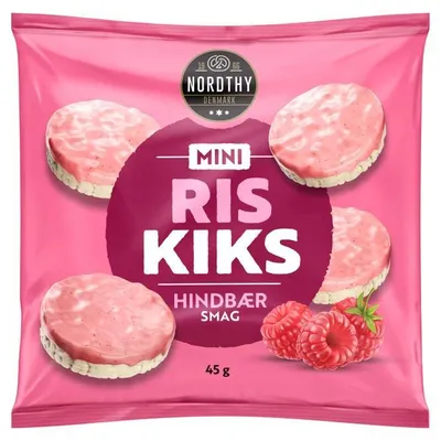 Produktbild von Nordthy Mini Ris Kiks Hindbær 45g