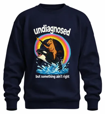 Productafbeelding van "Niet gediagnosticeerd, maar er klopt iets niet" - Sarcastische sweater, marineblauw, maat XL