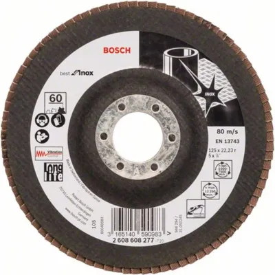 Produktbild von Bosch  Fächerschleifscheibe X581 Inox, gerade, 125 mm, 60, Glasgewebe 2608608277
