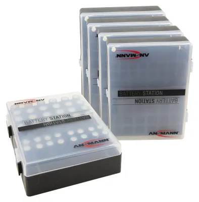 Produktbild von ANSMANN Batteriebox für 48 Batterien Akkus, 5 Stück, für Größe AAA, AA, 9V