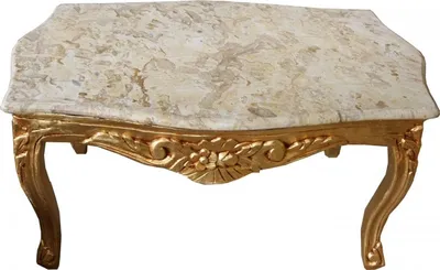 Produktbild von Casa Padrino Barock Couchtisch Gold mit cremefarbener Marmorplatte 99 x 63 cm - Limited Edition