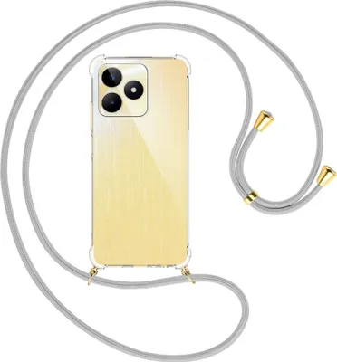 Produktbild von Handykette Backcover-Schutzhülle mit Band (Metall goldfarben) für Realme C53 (RMX3760, 6.74'') - silbergrau