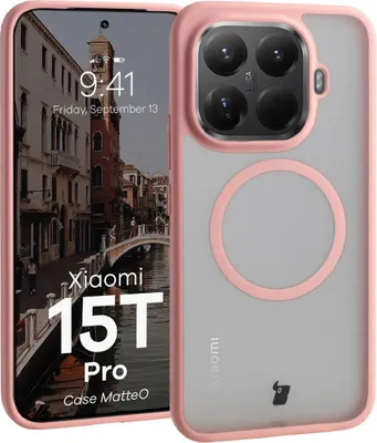 Produktbild von Handyhülle mit Magnetring für Xiaomi 15T Pro, Bizon Case MatteO, Getönt-Hellrosa