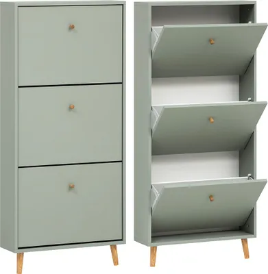 Produktbild von Flurmöbel Set 5-teilig in grün, mit Spiegel & Garderobe - BELFORT-80