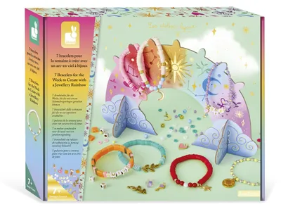 Imagen del producto de Janod - 7 pulseras para crear tú mismo - 1 pulsera por día - Kit de manualidades - Fomenta la creatividad