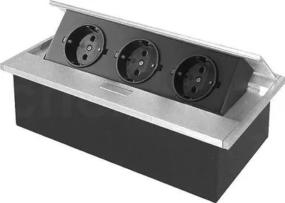 Produktbild von Thebo Tischsteckdose 17126 APS 11 3fach und Klappdeckel ALU