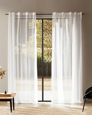 Produktbild von Fertigvorhang HOOMstyle - Voile - Transparent - Gardine mit Kräuselband - 140x270 cm - Weiß