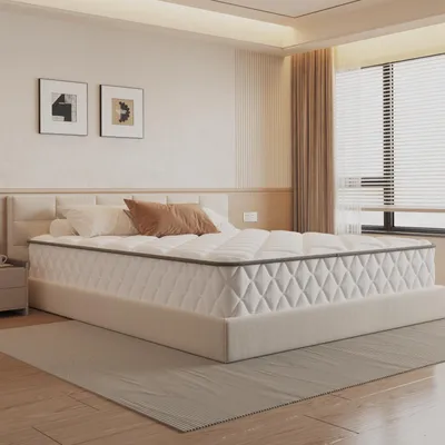 Produktbild von Hiazurm Matratze 160x200 cm, 7-Zonen Federkernmatratze mit Spannbettlaken, Höhe 22cm, H3, Taschenfederkernmatratze, Premium Taschenfederkern