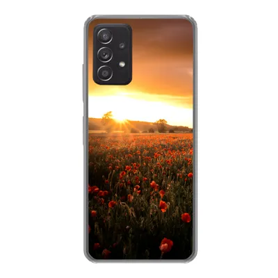 Produktbild von MuchoWow® Handyhülle Schutzhülle Hülle für Samsung galaxy a73 Sonnenuntergang über den Mohnblumen in England Silikon Softcase Handy Hülle - Handyhülle