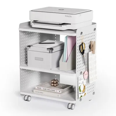 Productafbeelding van Mobiele Printertafel met Wielen en Pinboard