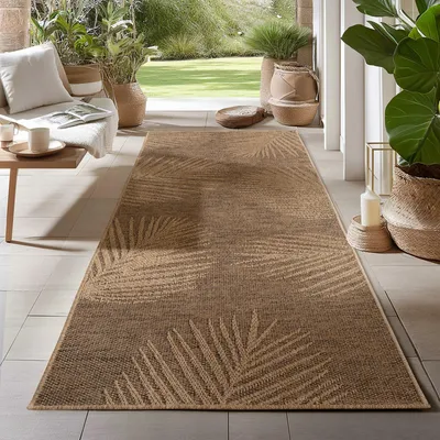 Immagine prodotto di Carpetsale24 Tappeto Interno Esterno Impermeabile Look Naturale Juta Ideale per Soggiorno Cucina Terrazza e Balcone, Dimensioni: 80x250 cm