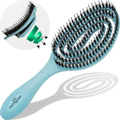 Immagine prodotto di Spazzola per capelli marQus con setole di pelo di cinghiale – spazzola districante – blu