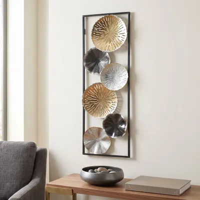Produktbild von 3D Metall Wandbild Ringe 30x90cm Gold Silber Kupfer Wanddeko Industrial Design