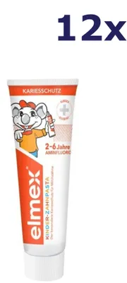 Produktbild von 12 Stück Elmex Zahnpasta für Kinder, 2-6 Jahre, 50 ml