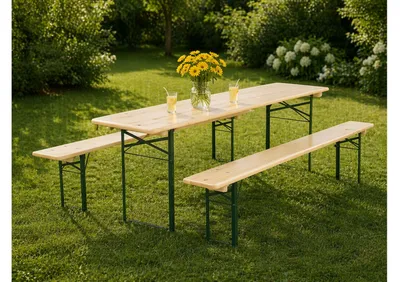 Obrázek produktu pro Pivní set BAVORD STANDARD 220x50 cm – stůl + 2 lavice, masiv smrk 29 mm, rám 29x29x2,2 mm