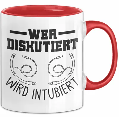 Produktbild von Krankenschwester Tasse Geschenk Wer Diskutiert Wird Intubiert Krankenhaus Geschenkidee (Rot)