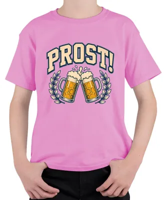 Zdjęcie produktu dla PROST! Kubek na piwo, , festiwal ludowy, impreza, zabawny, spodnie skórzane, koszulka dla dzieci, różowa, rozmiar 128
