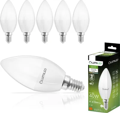 Produktbild von LUMILED B35 E14 LED Lampe 5W (ersetzt 40W), 470 Lumen, Kerze Milch Glas Leuchtmittel in Kerzeform 4000K Neutralweiß Birne Lampen 180° Grad Abstrahlwinkel Glühbirnen Kerzenbirnen 6er-Pack