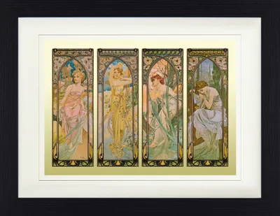 Produktbild von Alphonse Mucha Gerahmtes Bild Mit Edlem Passepartout | Wand-Bilder | Im Bilderrahmen - Die Vier Tageszeiten, 1899 (30 x 40 cm)