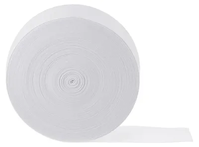 Elastische Nähbänder, 20 m, 50 mm breit, 1 mm dick, weiß