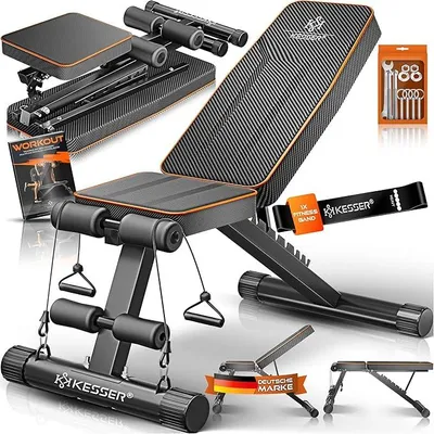Imagen del producto de Banco de pesas plegable, multifuncional, con respaldo, capacidad de carga de 500 kg. Banco ajustable para ejercicios de fuerza, ideal para entrenamiento de todo el cuerpo. Banco inclinado para fitness y entrenamiento