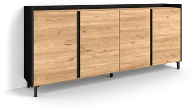 Produktbild von Sideboard Holzeffekt eiche und schwarz 207x35x91cm mit Beinen