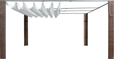 Obrázek produktu pro vidaXL Pavilon se střechou Poly ratan 400x400x200 cm Hnědá a krémová