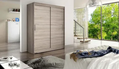 Obrázek produktu pro Šatní skříň 150 cm s posuvnými dveřmi ELADIO 1 - dub lanýž