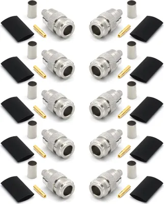 Image de N femelle LMR240 LMR-240 RG59U RG8X RG-8X Câble coaxial RF bulkhead mâle nickelé avec broche dorée (pack de 10)