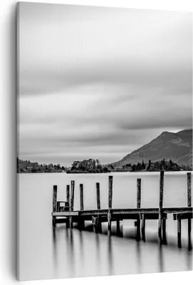 Produktbild von Bild auf Leinwand - Leinwandbild - Einteilig - Schwarzweiß Landschaft See - 50x70cm - Wand Bild - Wanddeko - Wandbilder - Leinwanddruck - Wanddekoration - Leinwand bilder - Wandbild - PA50x70-4321