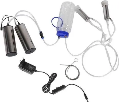 Image de Machine à traire électrique pour vaches, chèvres et brebis - portable - capacité de 2 litres - 2 pompes - brosse de nettoyage.