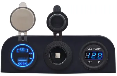 Produktbild von ProRide 12V USB-Ladegerät 2x QC3.0 mit Voltmeter - 3-fach Aufbaumodul