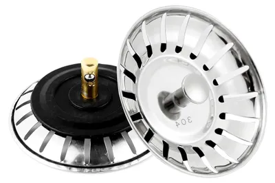 Produktbild von 2 Stück Küchenspüle Sieb, Spülbecken Siebkörbchen Edelstahl Spülbecken, Edelstahl Spülbecken Sieb Stopper, Abflussstopfen, Siebkörbchen Spüle,für Exzenter-Bedienung, Küchenspüle Sieb Antiblocking 80mm