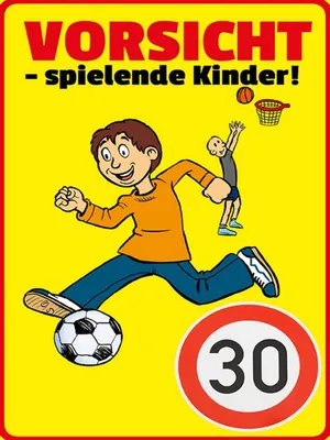 Produktbild von vianmo Holzschild 40x30 cm Vorsicht spielende Kinder 30Kmh