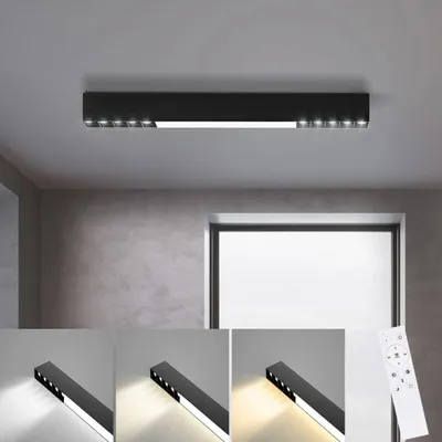 Zdjęcie produktu dla ZMH lampa sufitowa LED lampa sufitowa czarna 53CM długa lampa sufitowa kuchnia 17W ściemnialna z pilotem nowoczesna do biura salonu sypialni kuchni